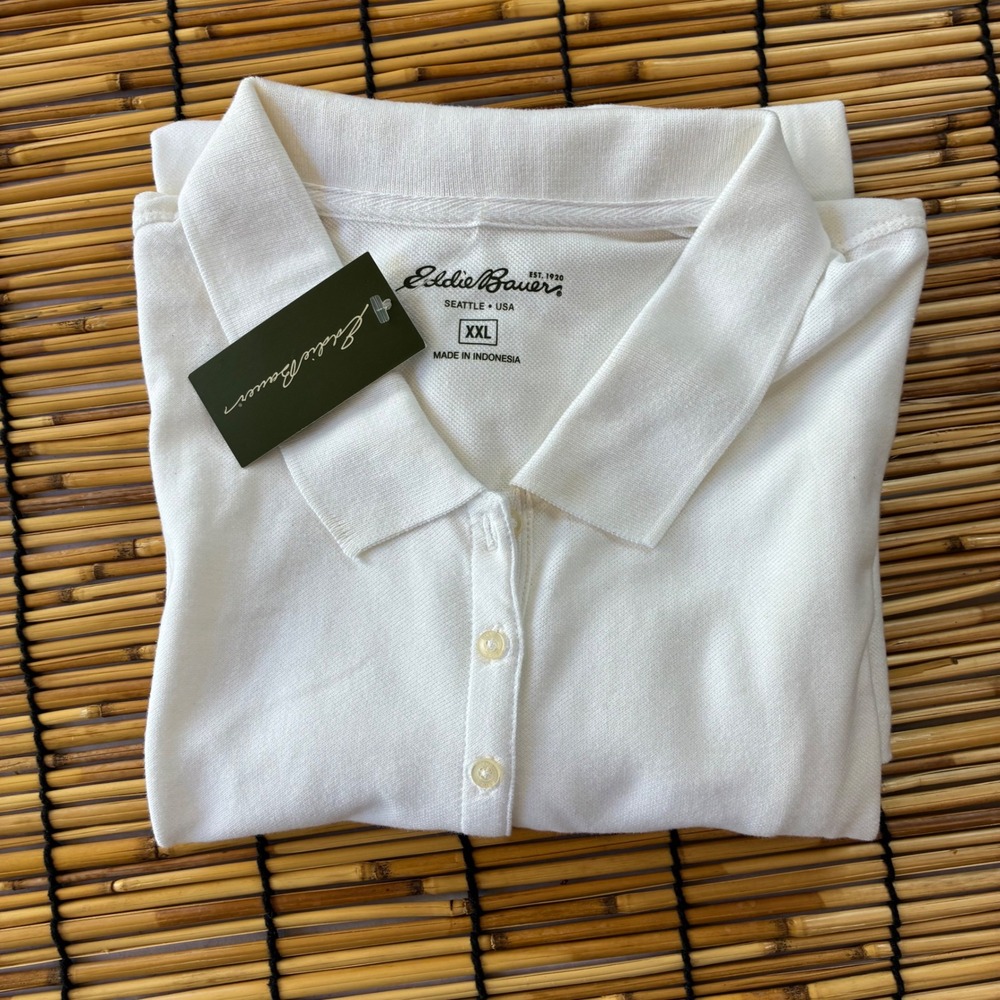 Eddie Bauer Women White Short Sleeve Pique Polo Shirt XXL SU4294